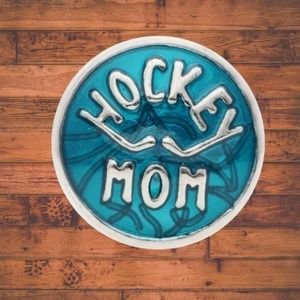 Blue Hockey Mom Snap Button